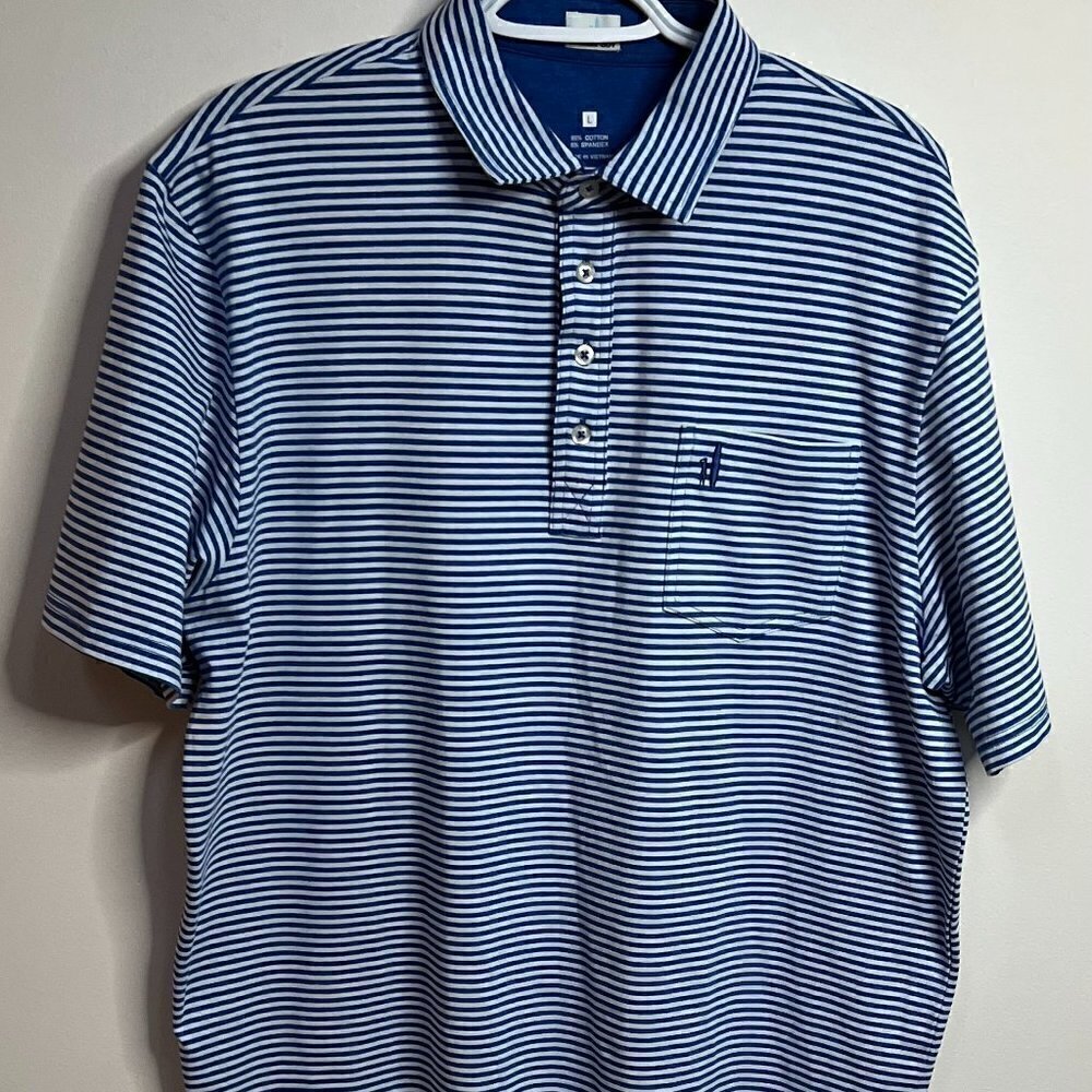 Johnnie-O Polo Shirt Men's Dante Striped Golf Performance Riptide Prep Size L - Picture 6 of 7